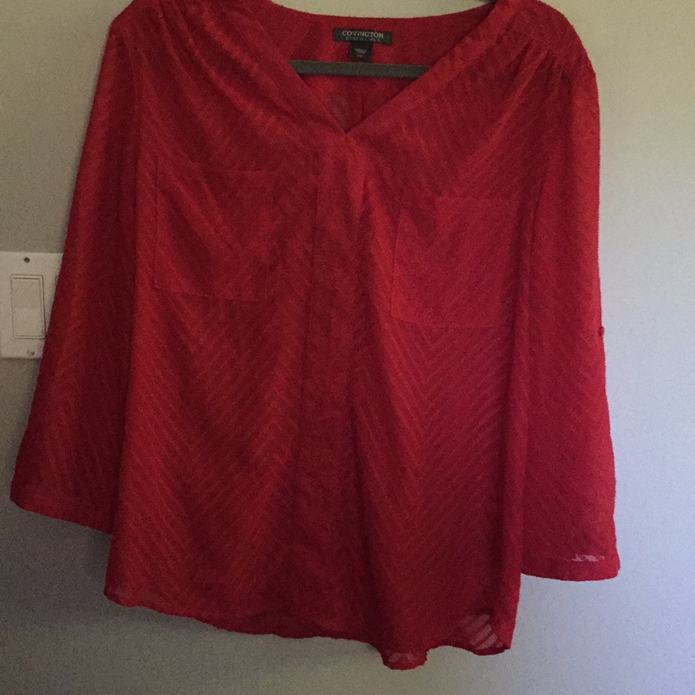 Sheer red chevron Blouse